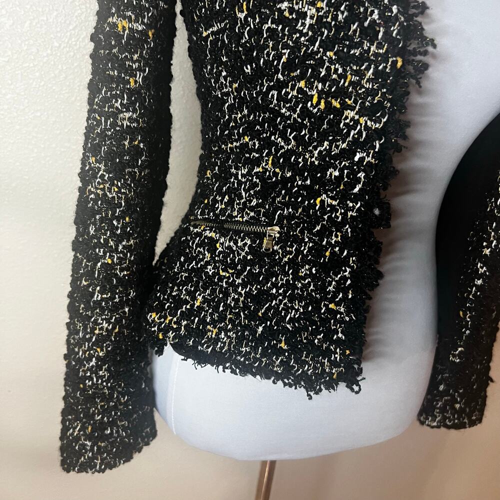 Zara Trafuluc black textured tweed blazer WOMENS SMALL - Picture 3 of 7